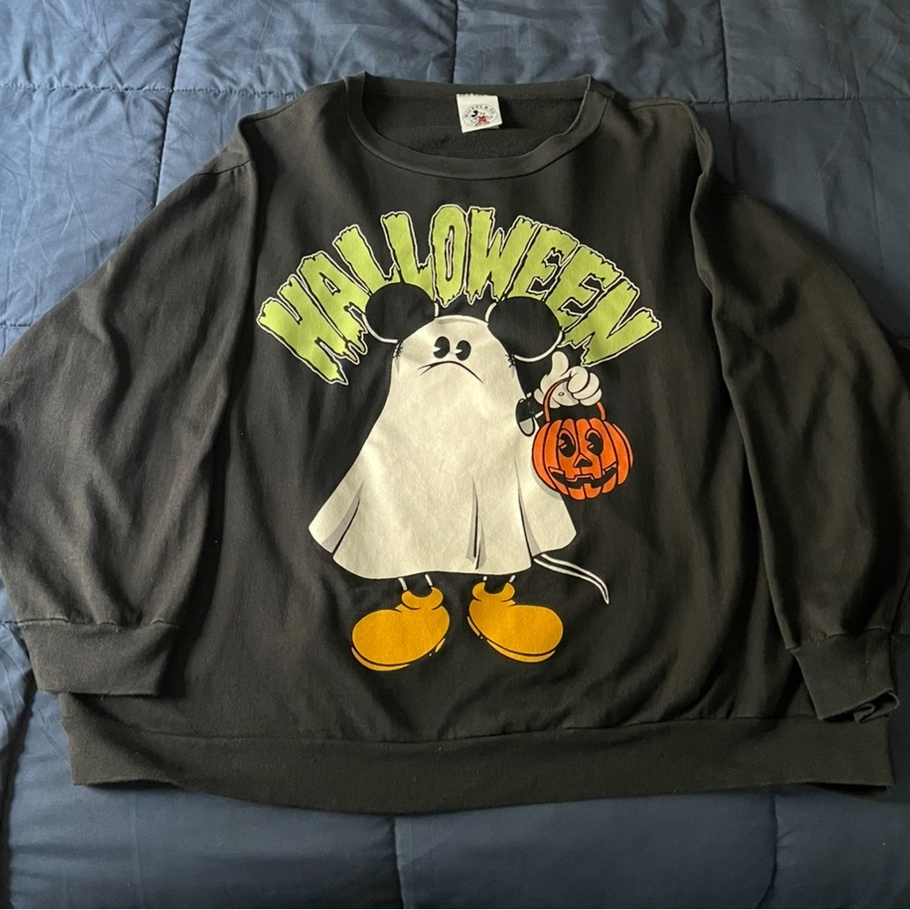 Disney Unisex 3X Adult Black Halloween Mickey Ghost Sweatshirt